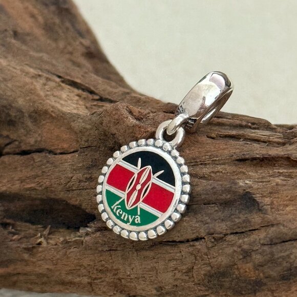 Pandora Kenya Flag S925 Silver Dangle Charm - Picture 1 of 4